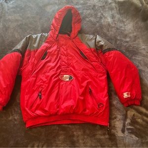 Vintage Detroit Red Wings Starter Pullover Jacket  XLarge, 1/2 Zip with Hood